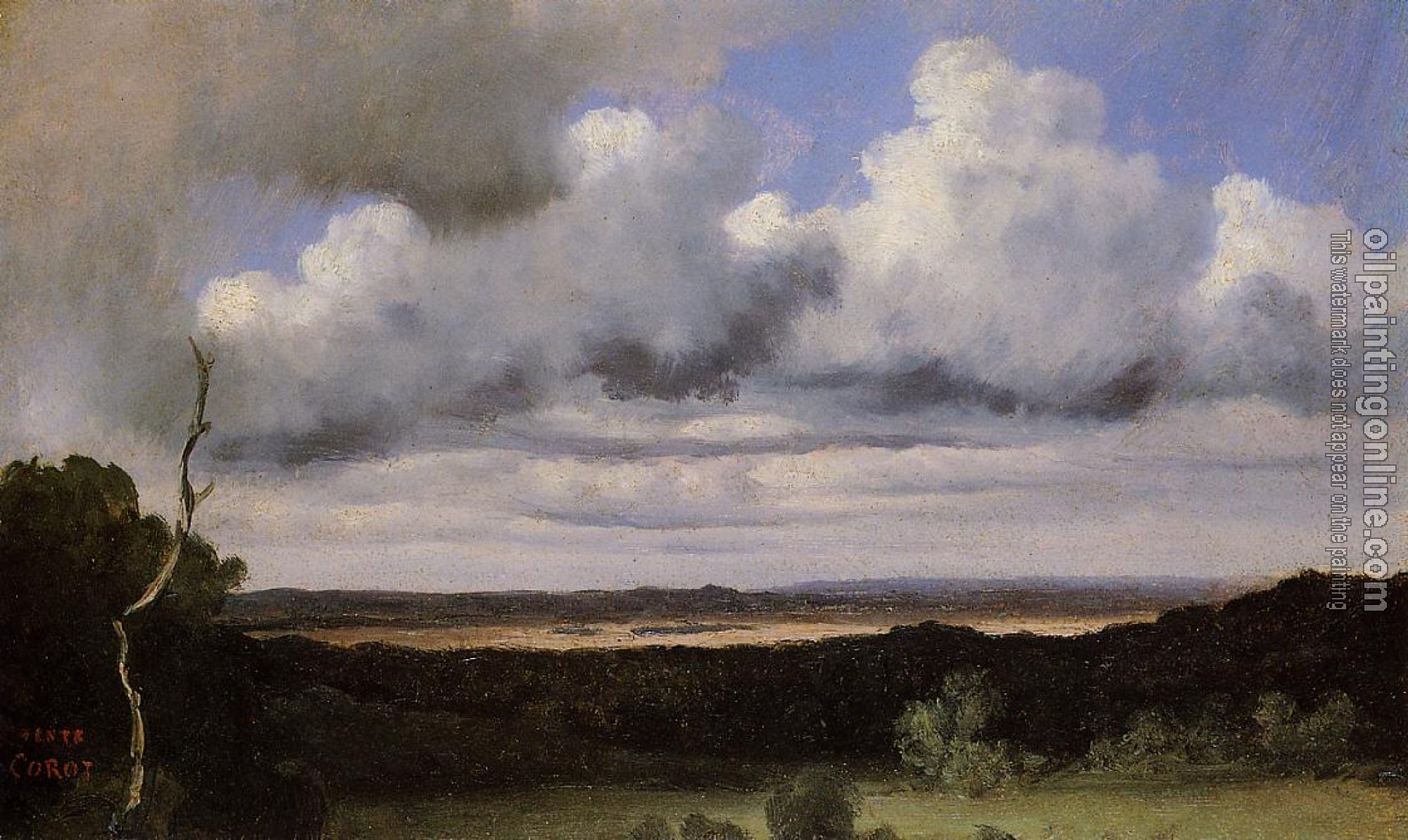 Corot, Jean-Baptiste-Camille - Fontainebleau, Storm over the Plains